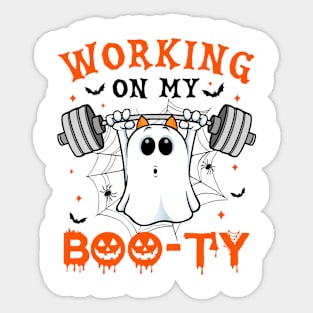 Halloween Working On My Booty Workout Gym Sticker